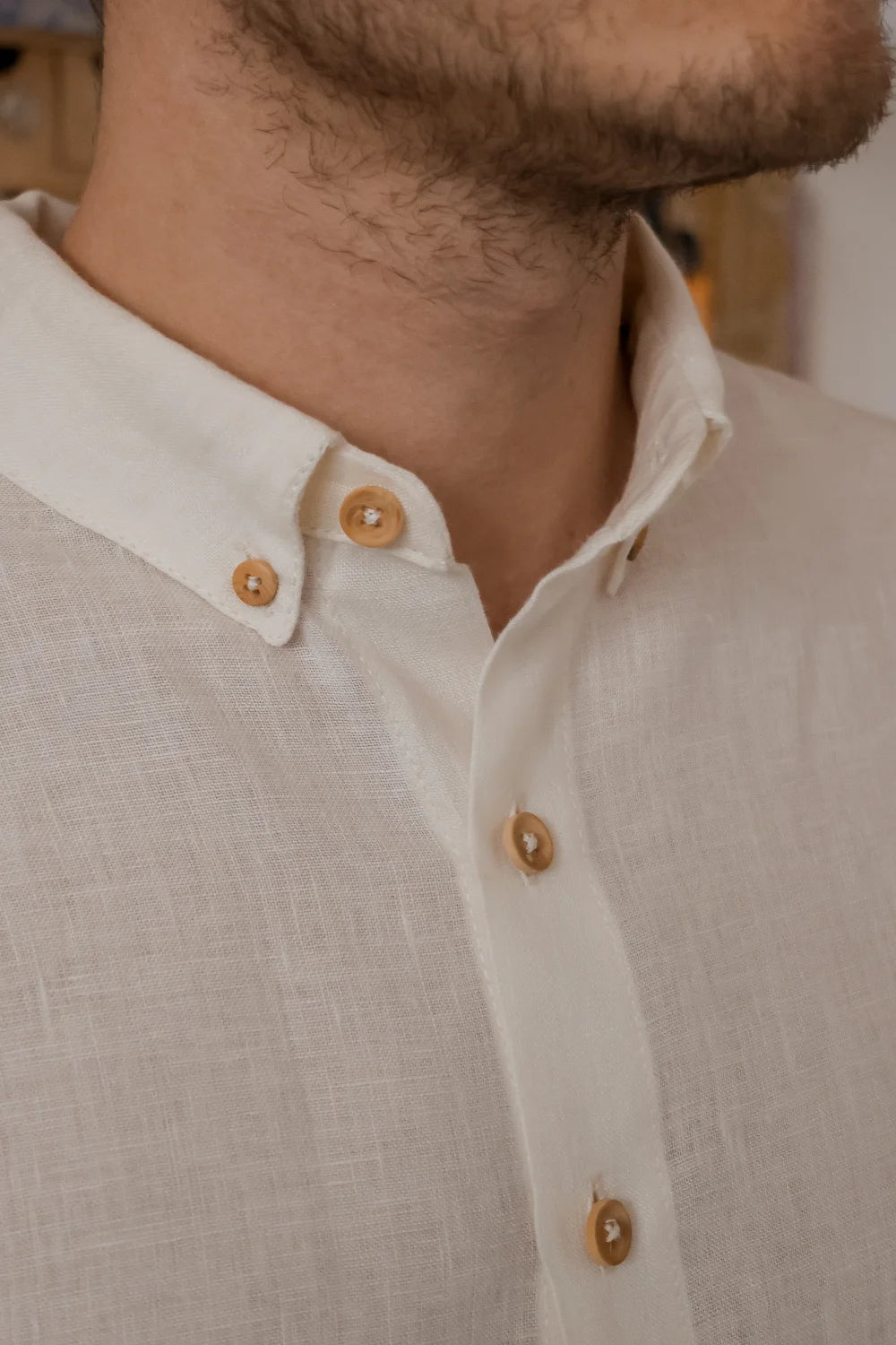 chemise en lin col boutonné - Made in France