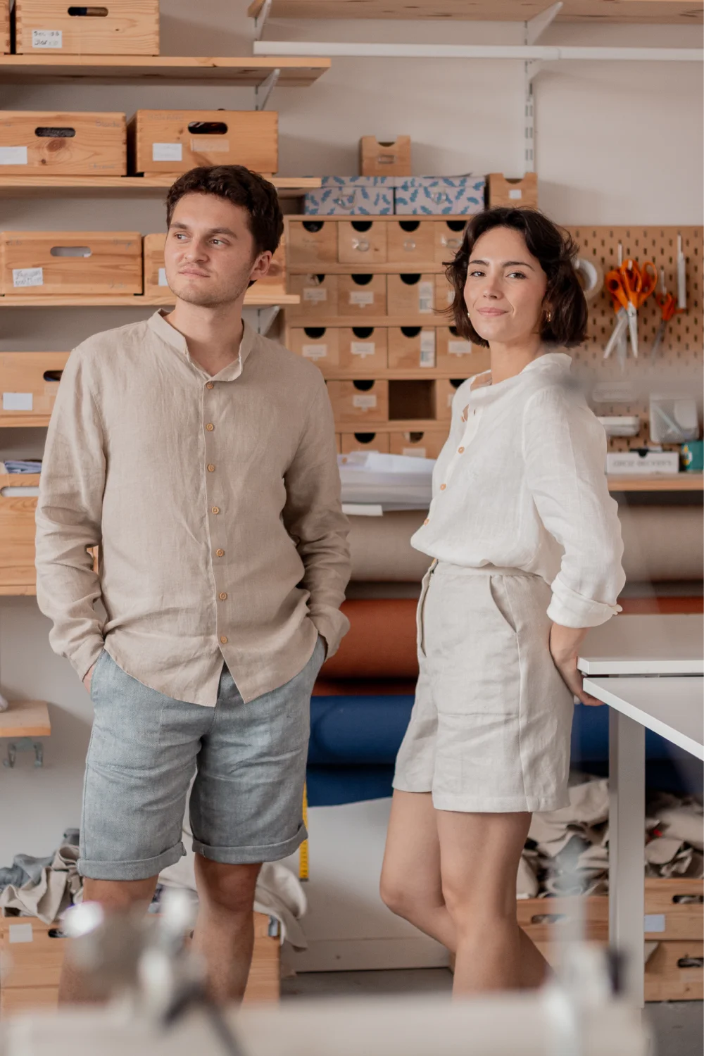 Chemise en lin - col mao - écoresponsable