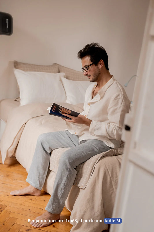 Chemise en lin blanche pour homme - Made In France