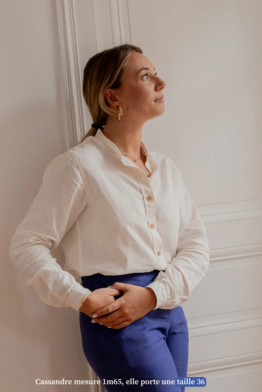 La chemise en lin blanche col mao femme - vêtements Made in France