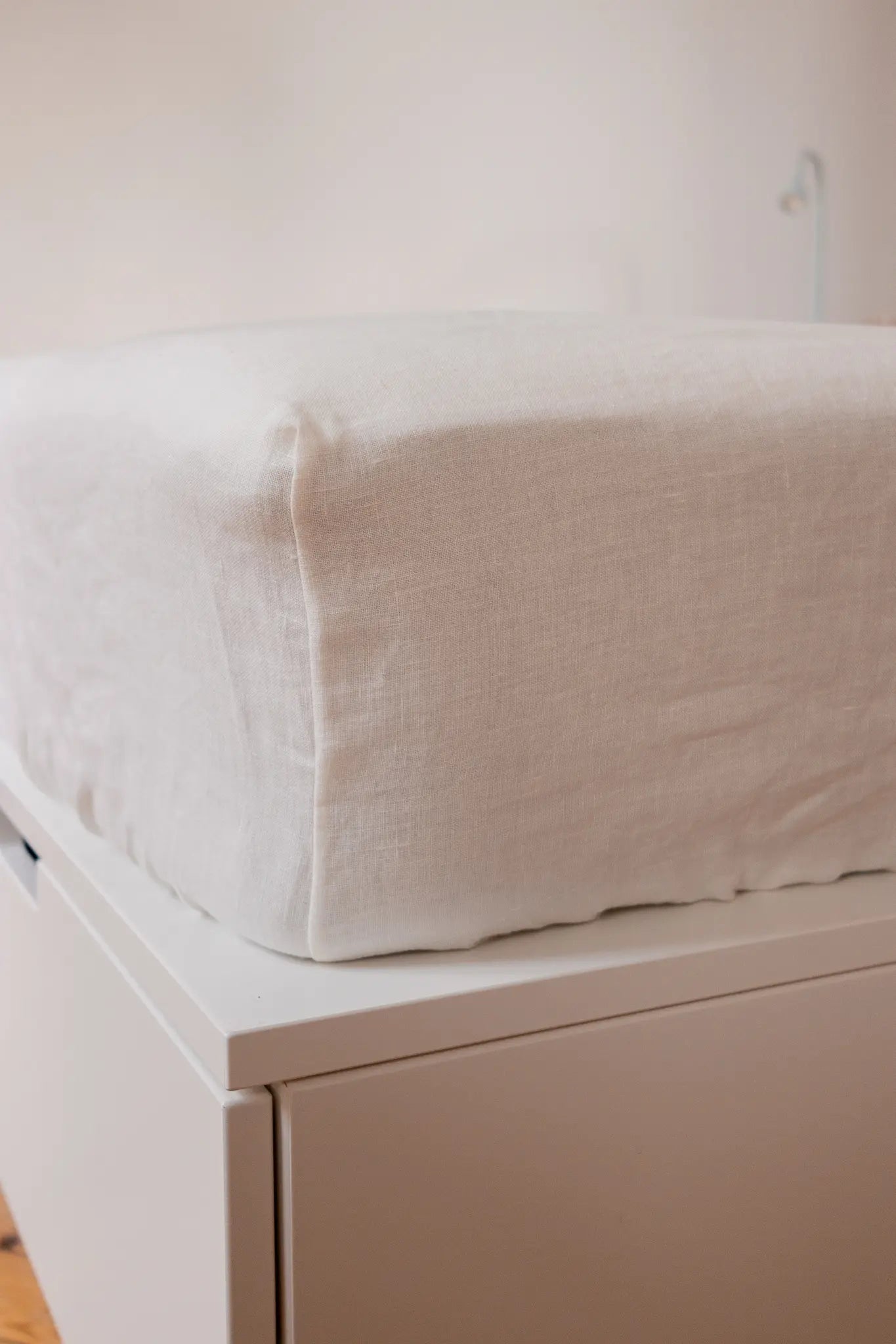 Drap housse en lin blanc - Made in France