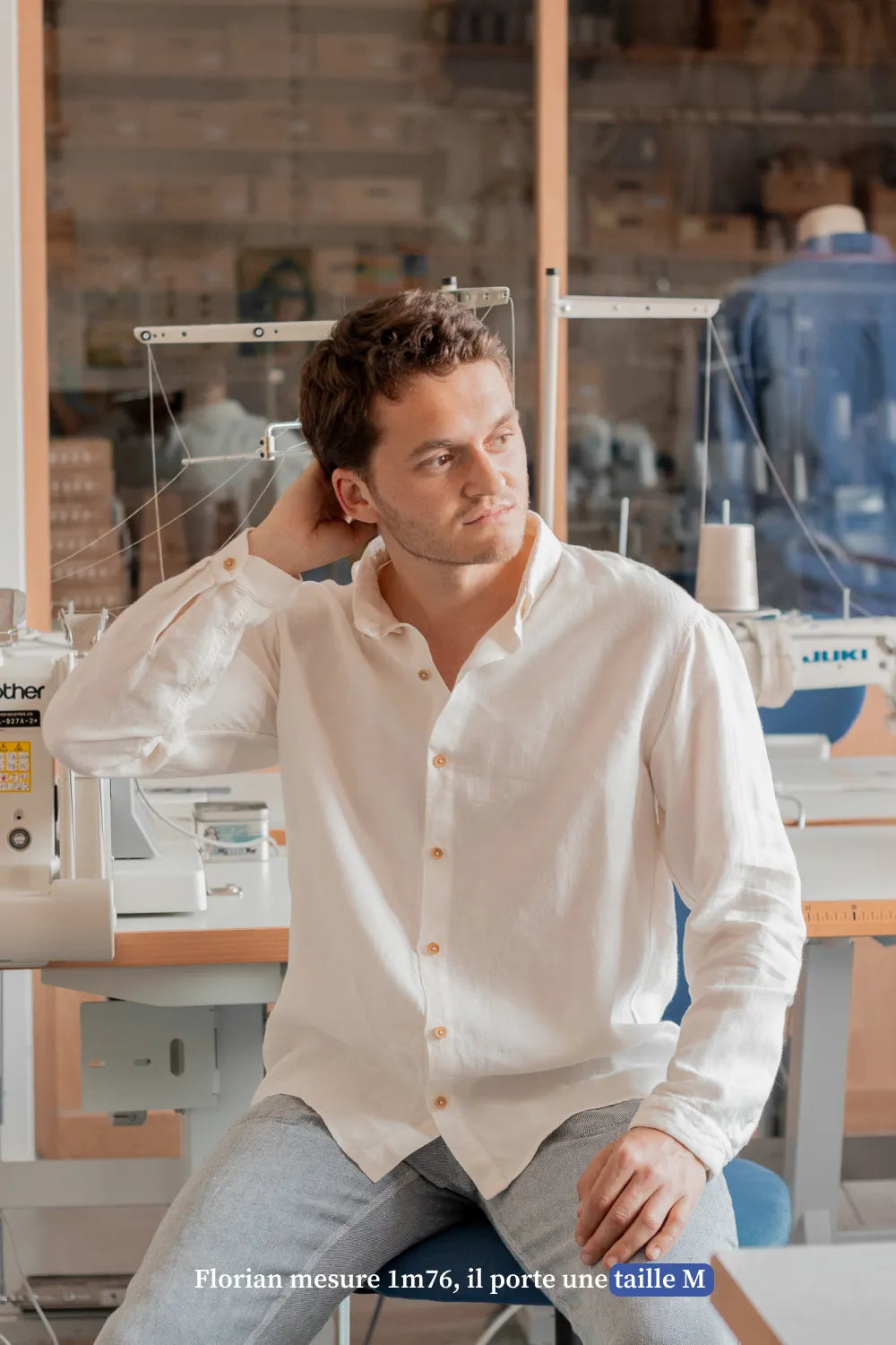 Chemise en lin col boutonne homme Mijuin