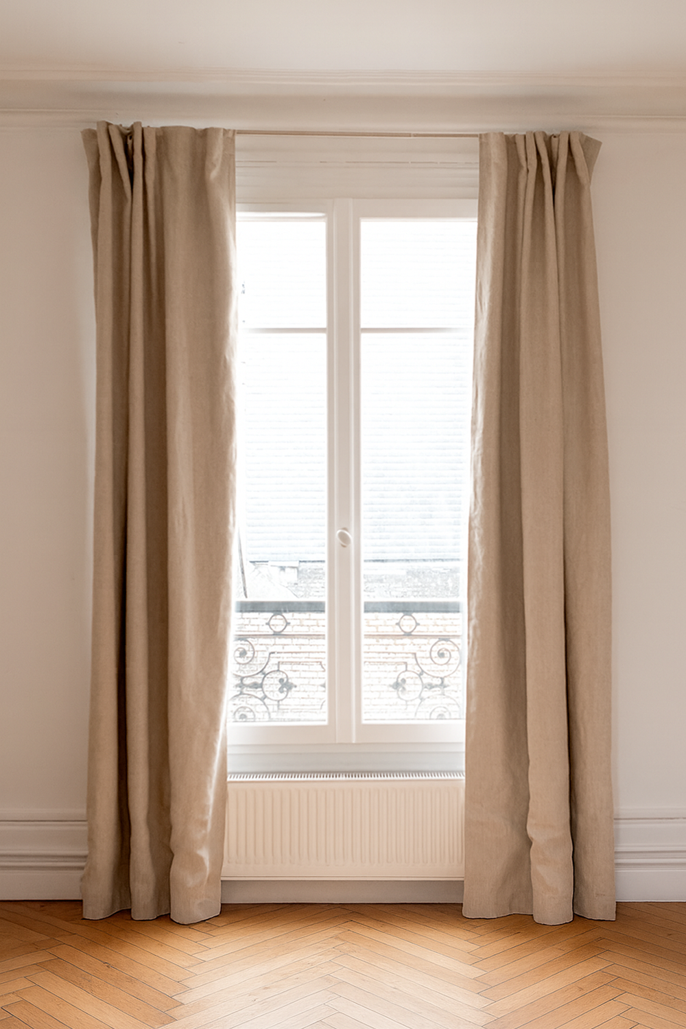 Le rideau en lin beige occultant - Made in France