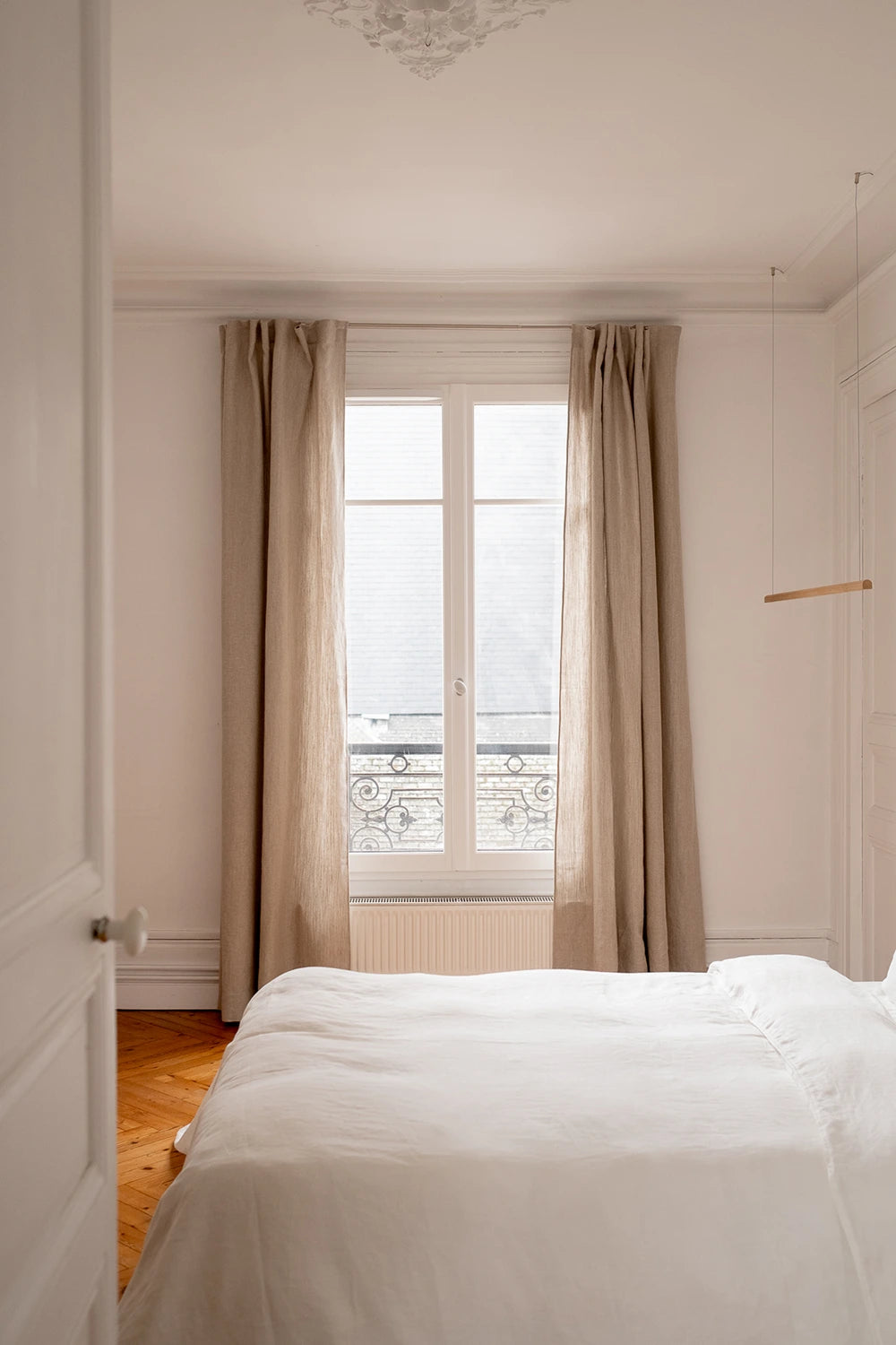 Rideau en lin beige épais made in france - Linge de maison