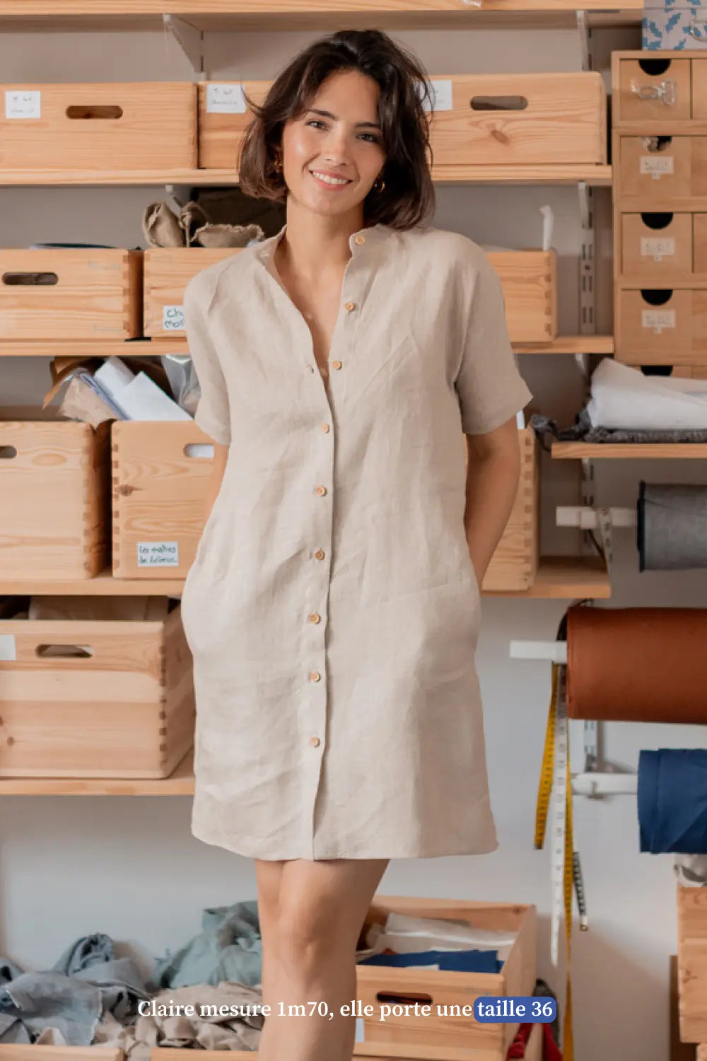 Robe courte en lin - Fabriquée en France