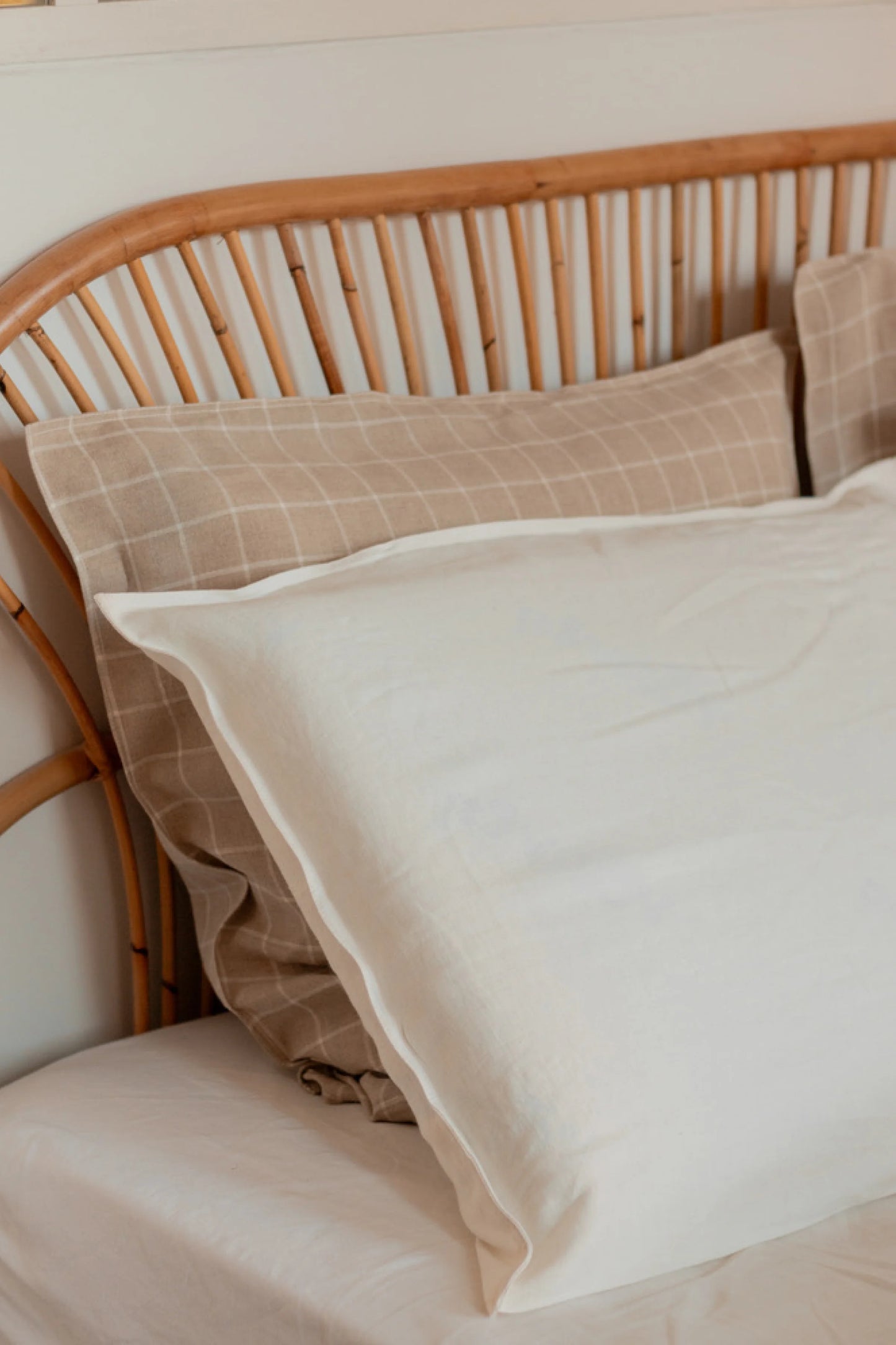 Taie d'oreiller en lin blanc - Made in France