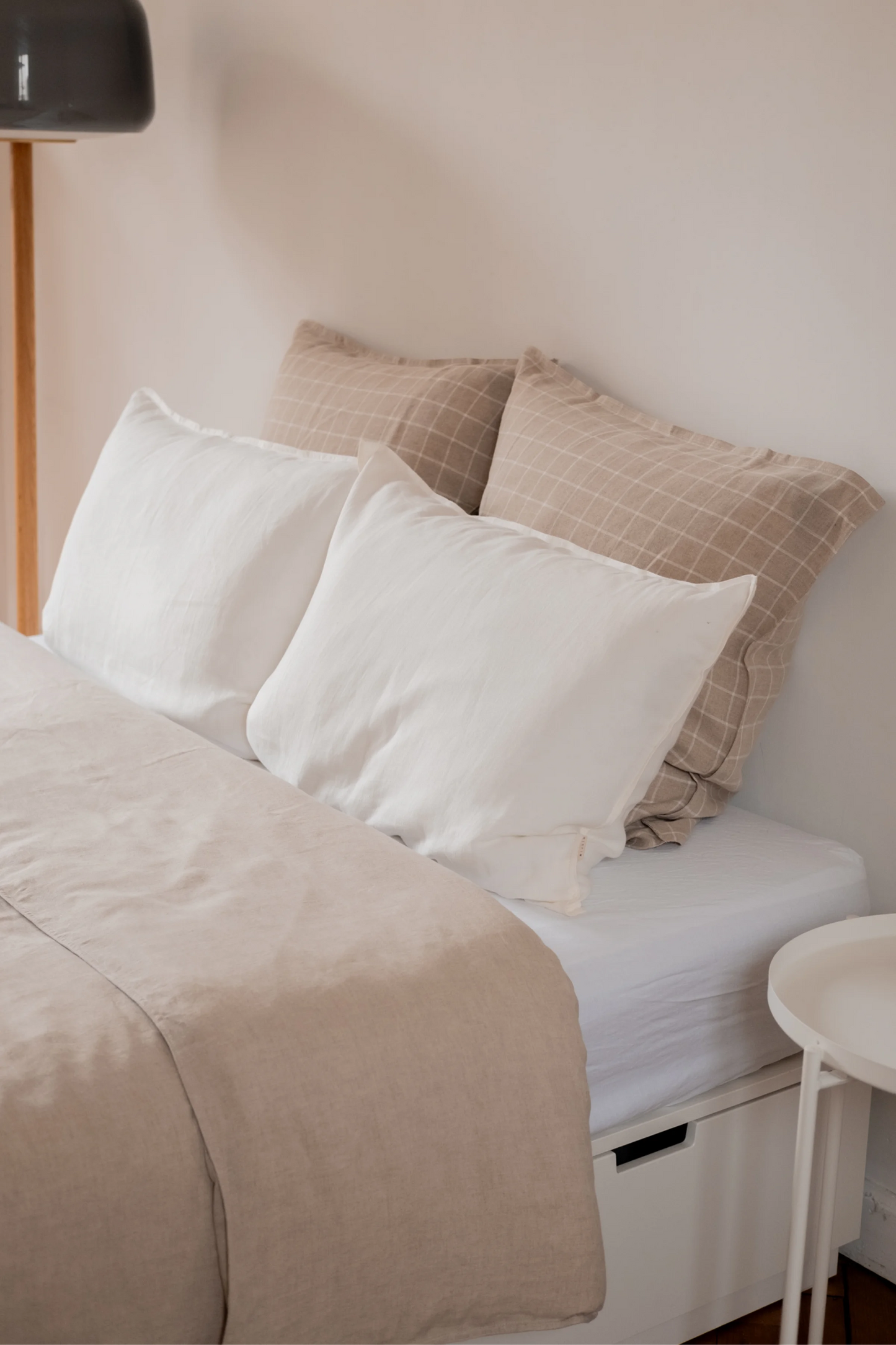 Taie d'oreiller en lin blanc - Made in France