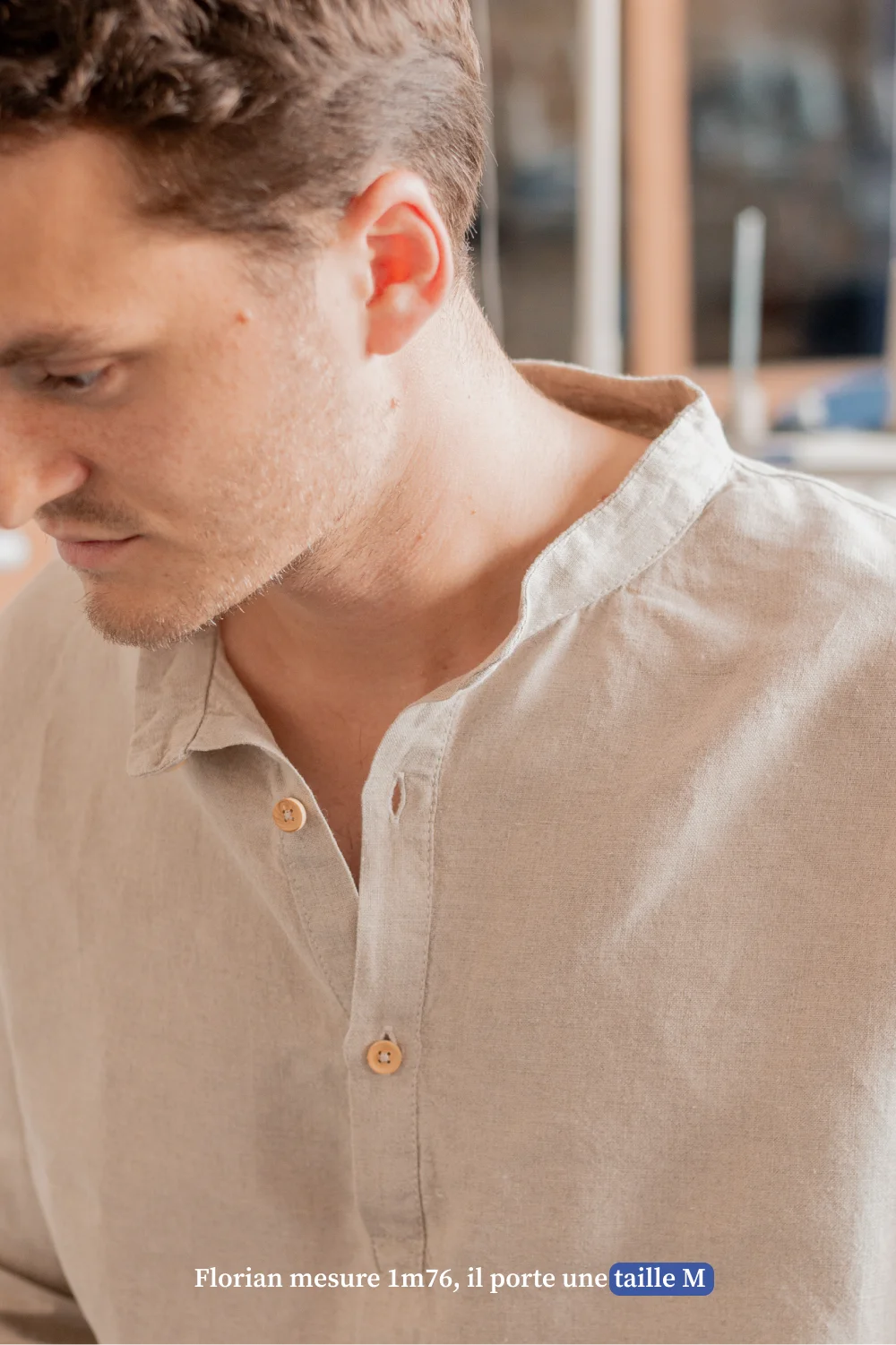 La tunique en lin beige pour homme - fabriquée en France