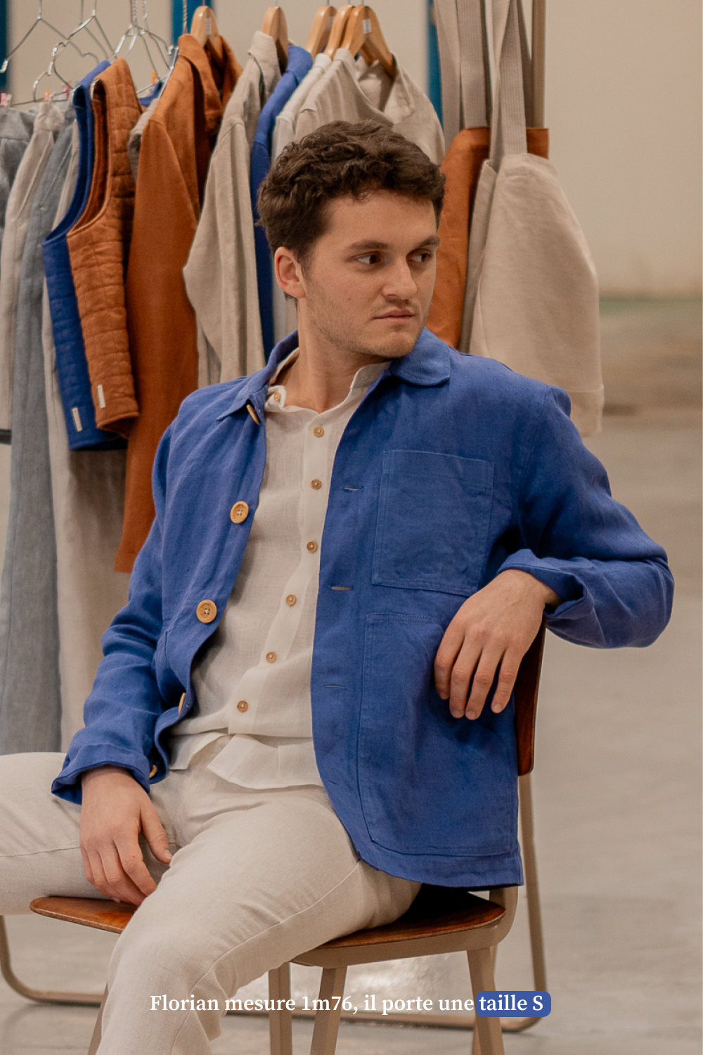 Veste bleu de travail en lin - Made in France
