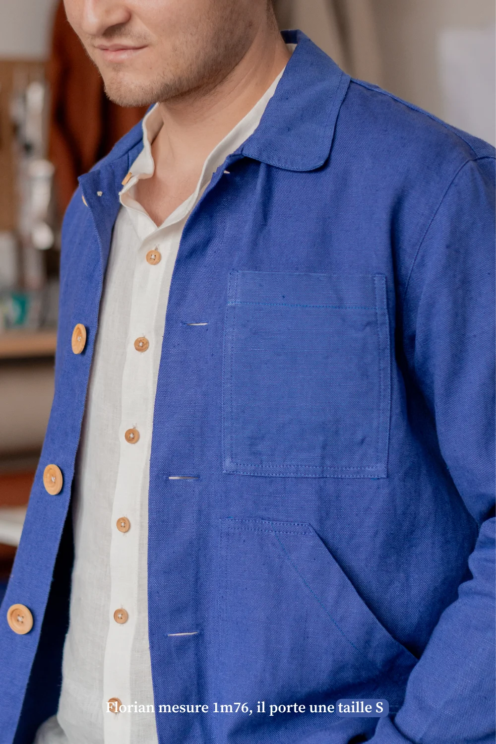 Veste bleu de travail en lin - Made in France