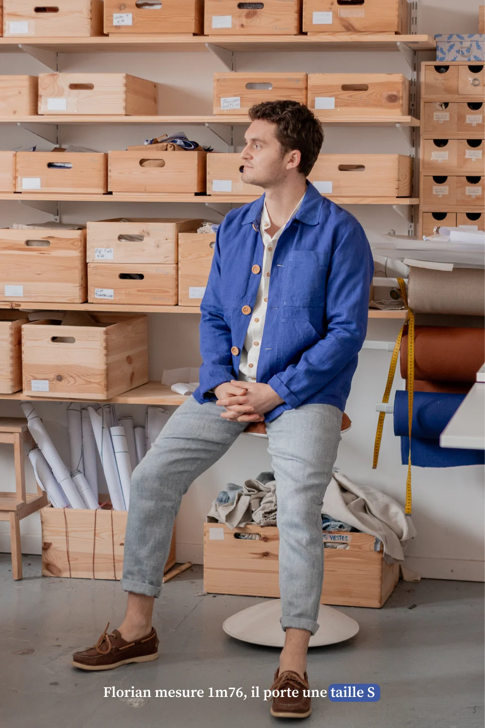 Veste bleu de travail en lin - Made in France