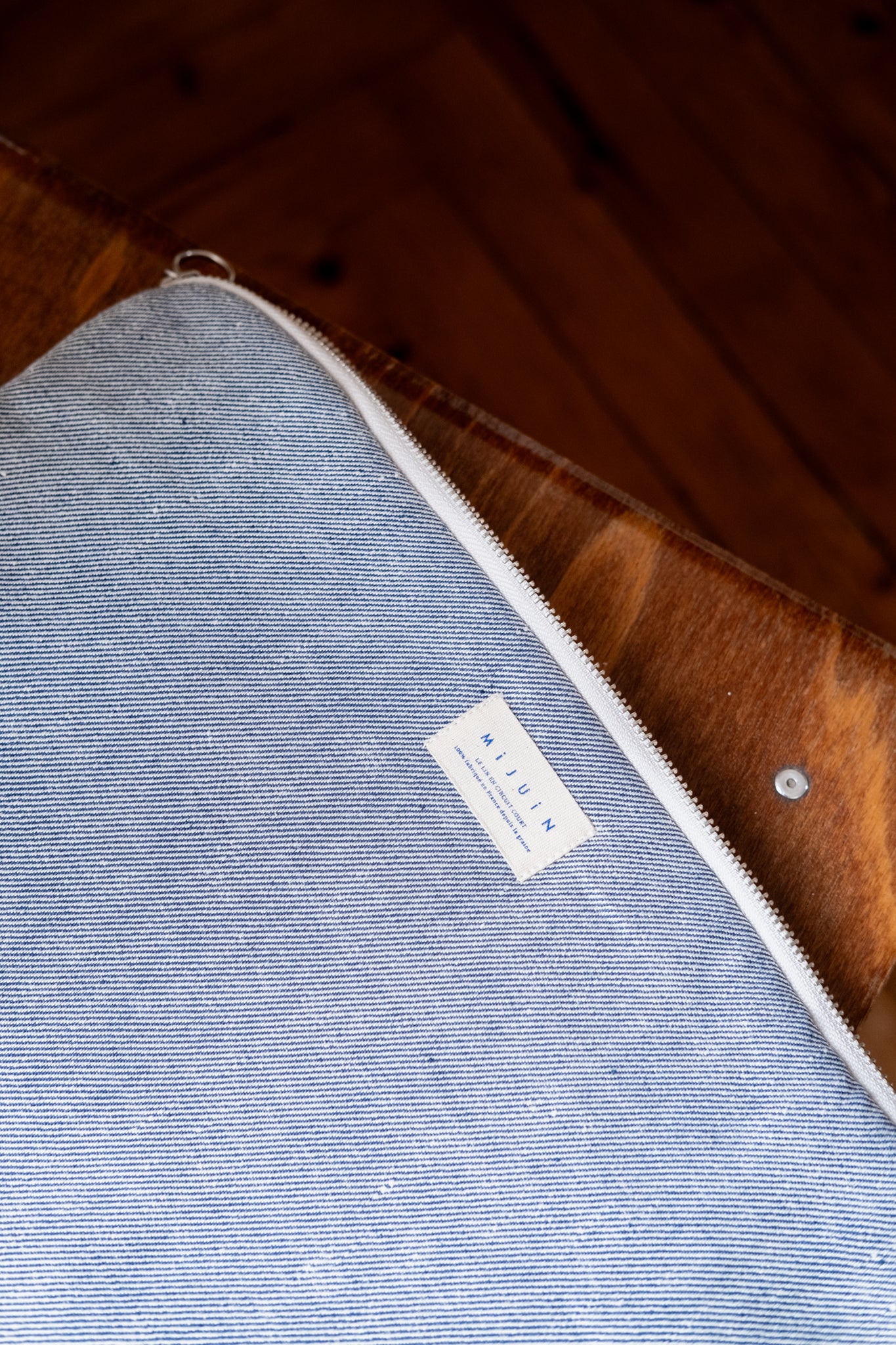 Pochette d'Ipad 11pouces en bleu - lin - cadeau Noël Made in France