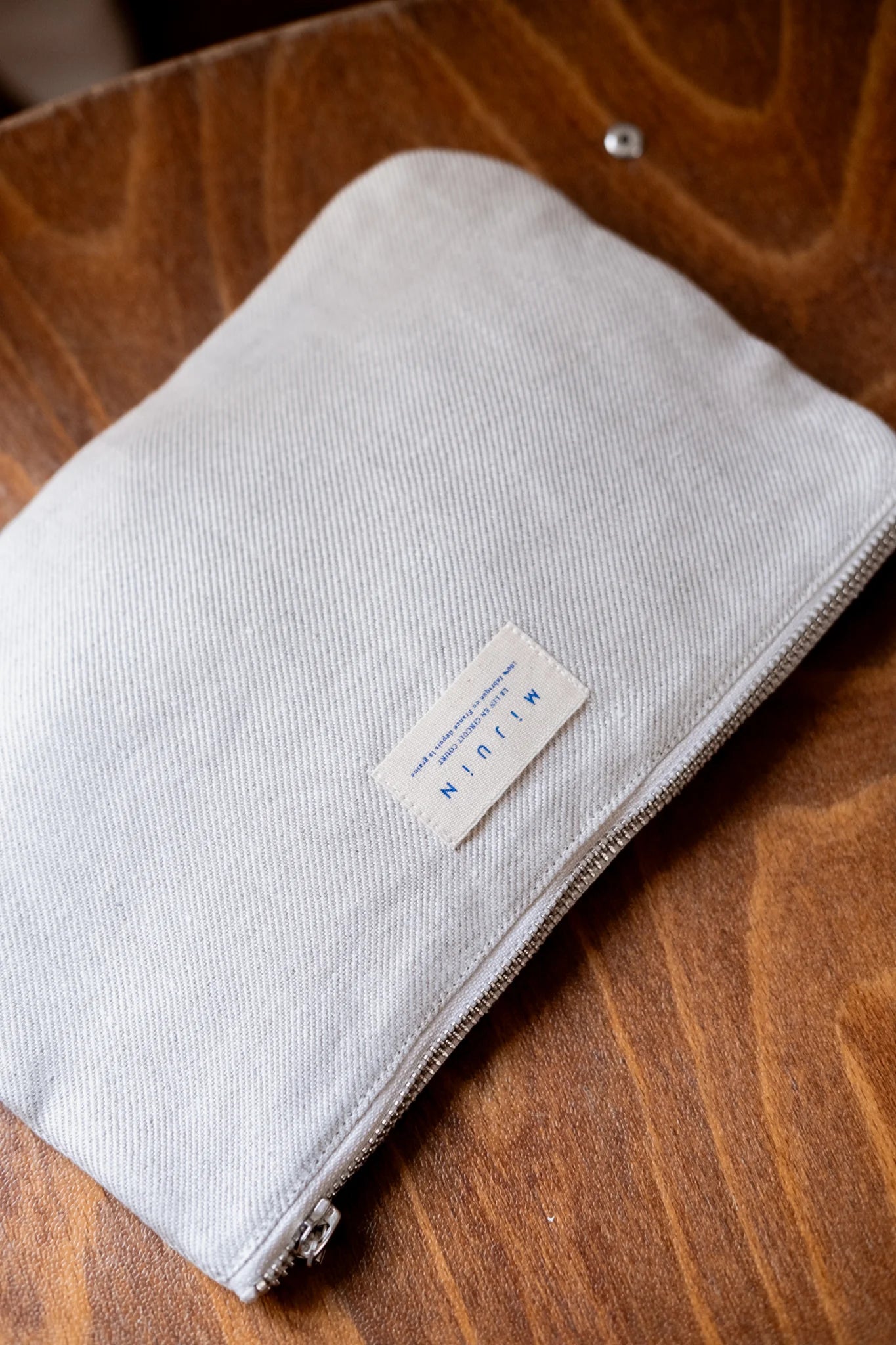 Petite pochette beige en lin - cadeau Noël Made in France