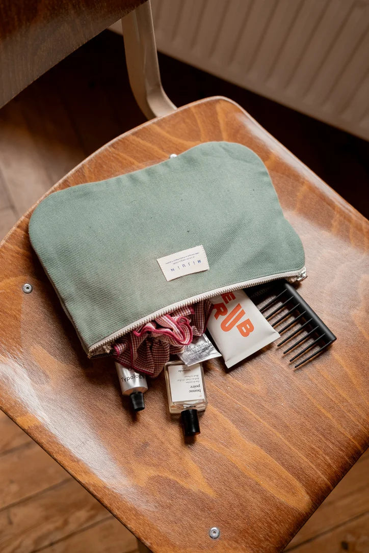 Pochette en lin verte - cadeau Made in France
