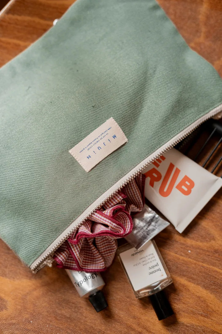 Pochette en lin verte - cadeau Made in France