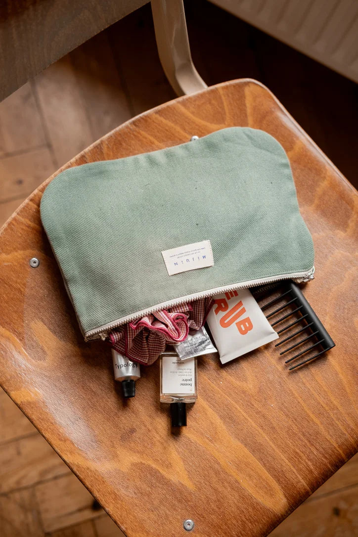 Pochette en lin verte - cadeau Made in France