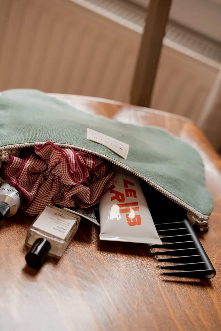 Pochette en lin verte - cadeau Made in France