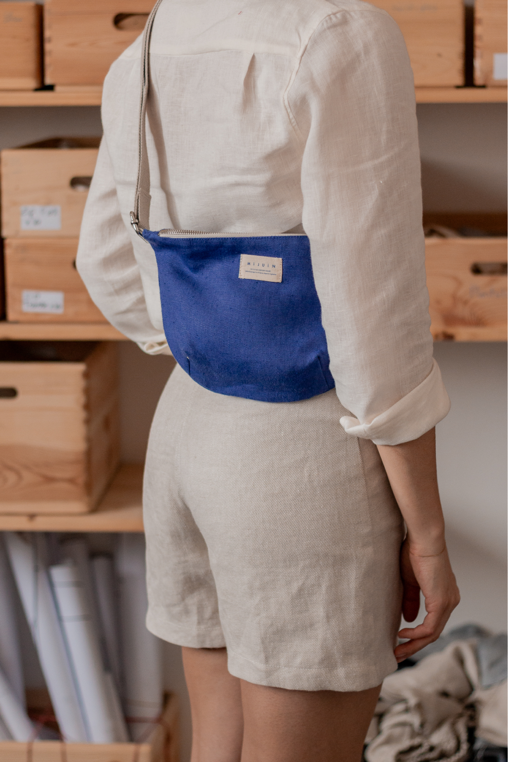 Banane en lin bleue - Made in France