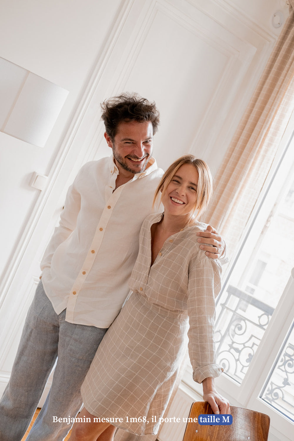 Chemise en lin blanche col boutonné - Made in France