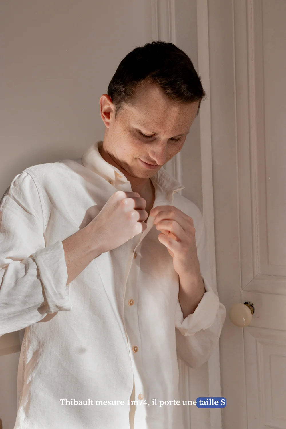 La nouvelle chemise en lin blanche homme col boutonné - made in france