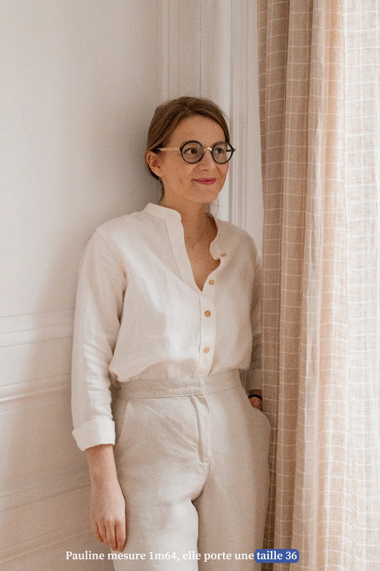La chemise en lin blanche col mao femme - Made in France