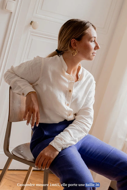 La chemise en lin blanche col mao femme - vêtements Made in France