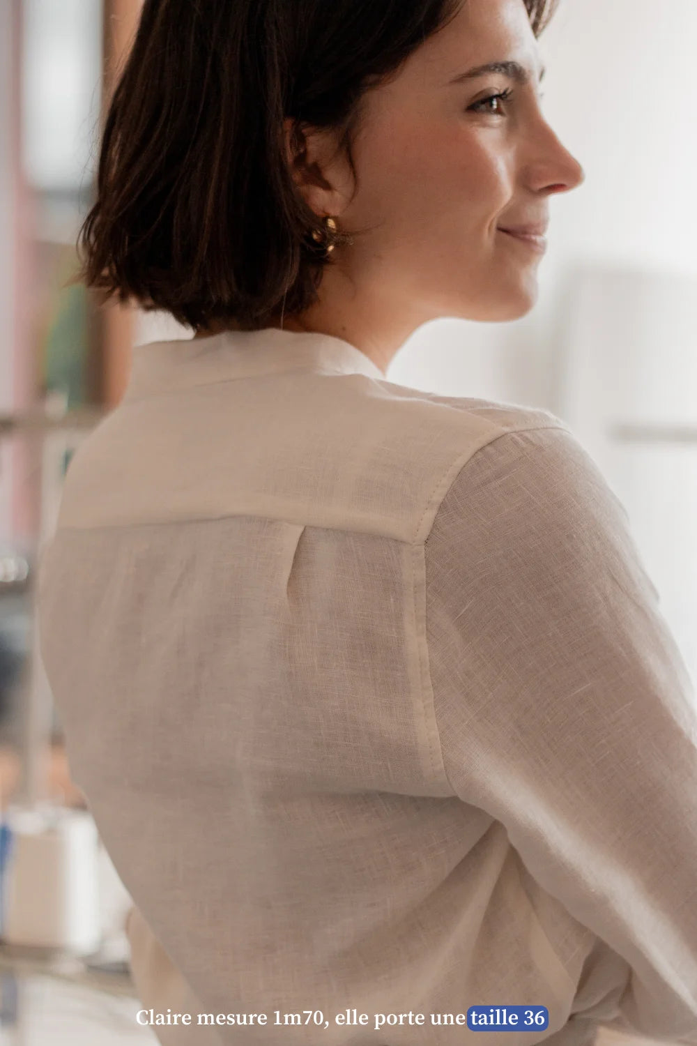 Chemise lin femme col mao hotsell