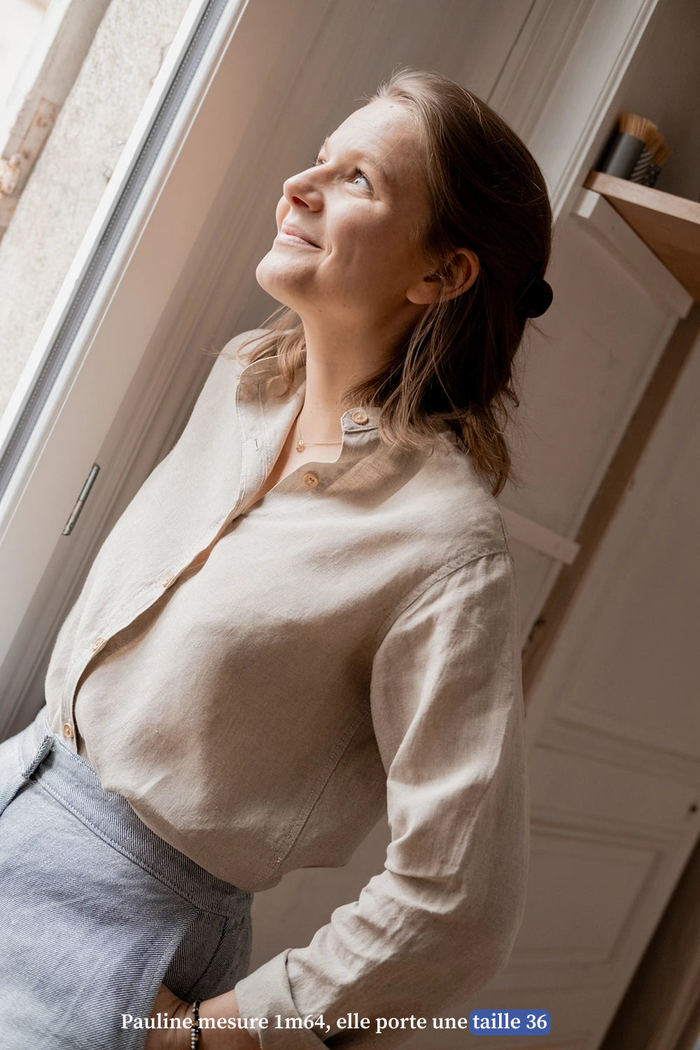 Chemise en lin beige pour femme - Made In France