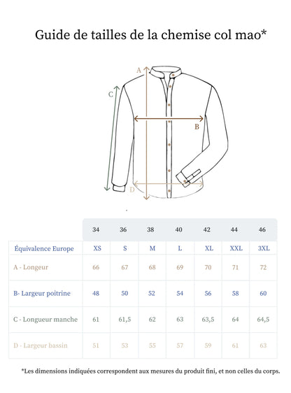Guide des tailles de la chemise en lin femme