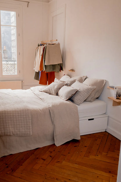 Housse de couette en lin beige - linge de lit en lin made in france