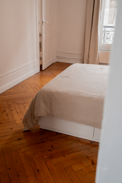 Housse de couette beige en lin Made in France