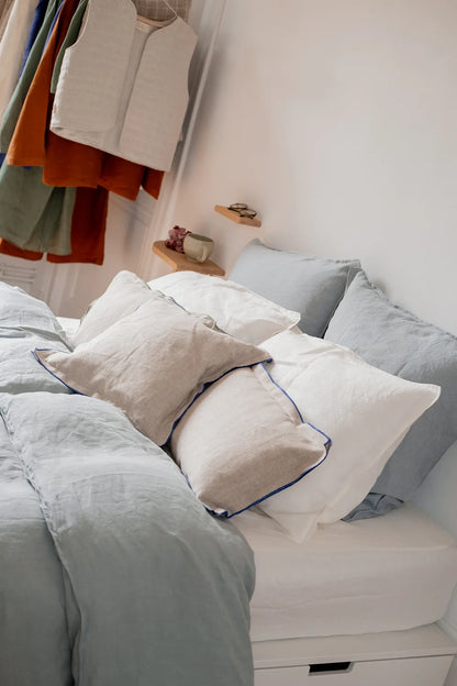 Housse de coussin beige en lin - linge de lit en lin made in france - cadeaux décoration