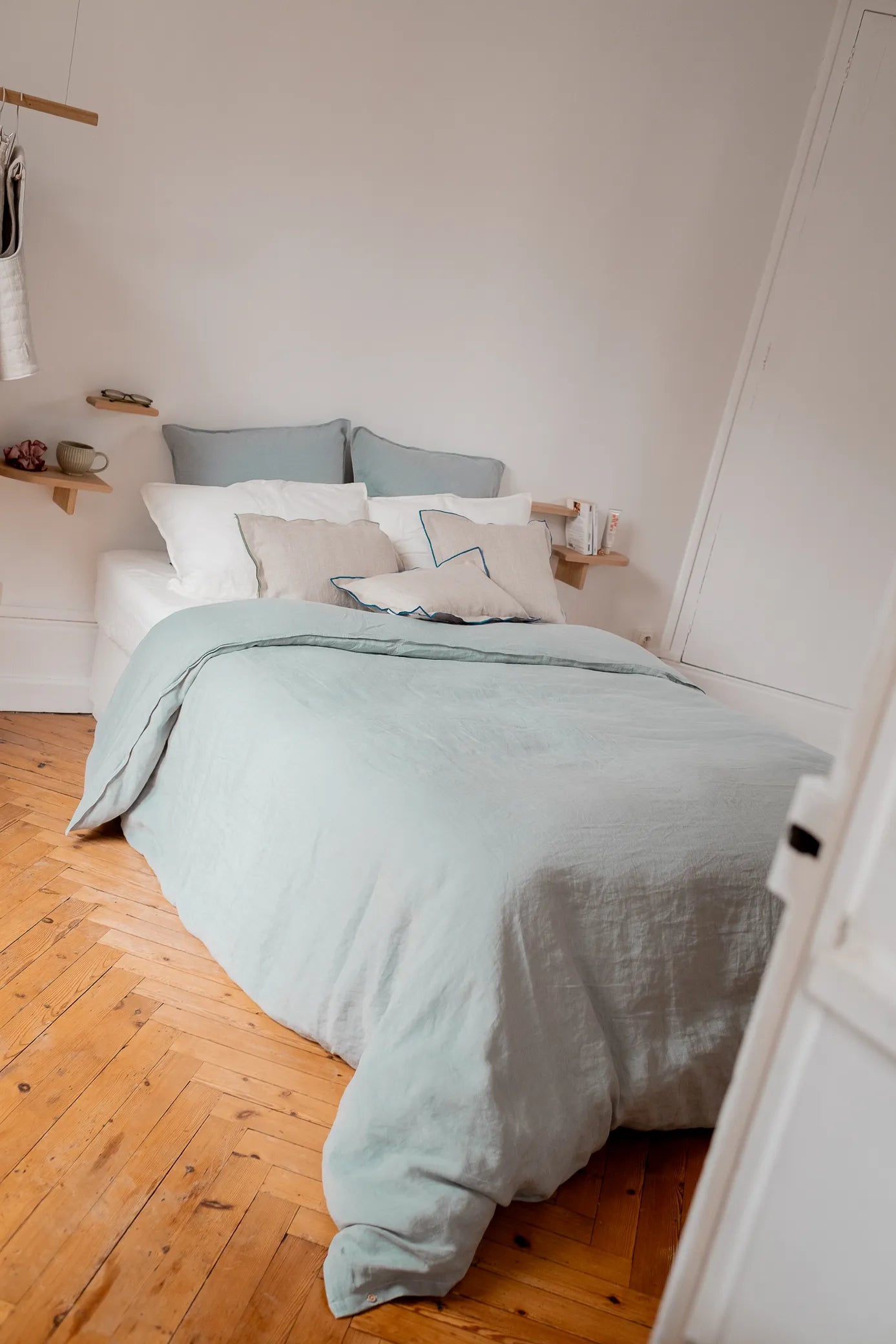 Housse de couette en lin bleu - linge de lit Made in France