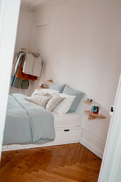 Housse de couette en lin bleu - linge de lit Made in France