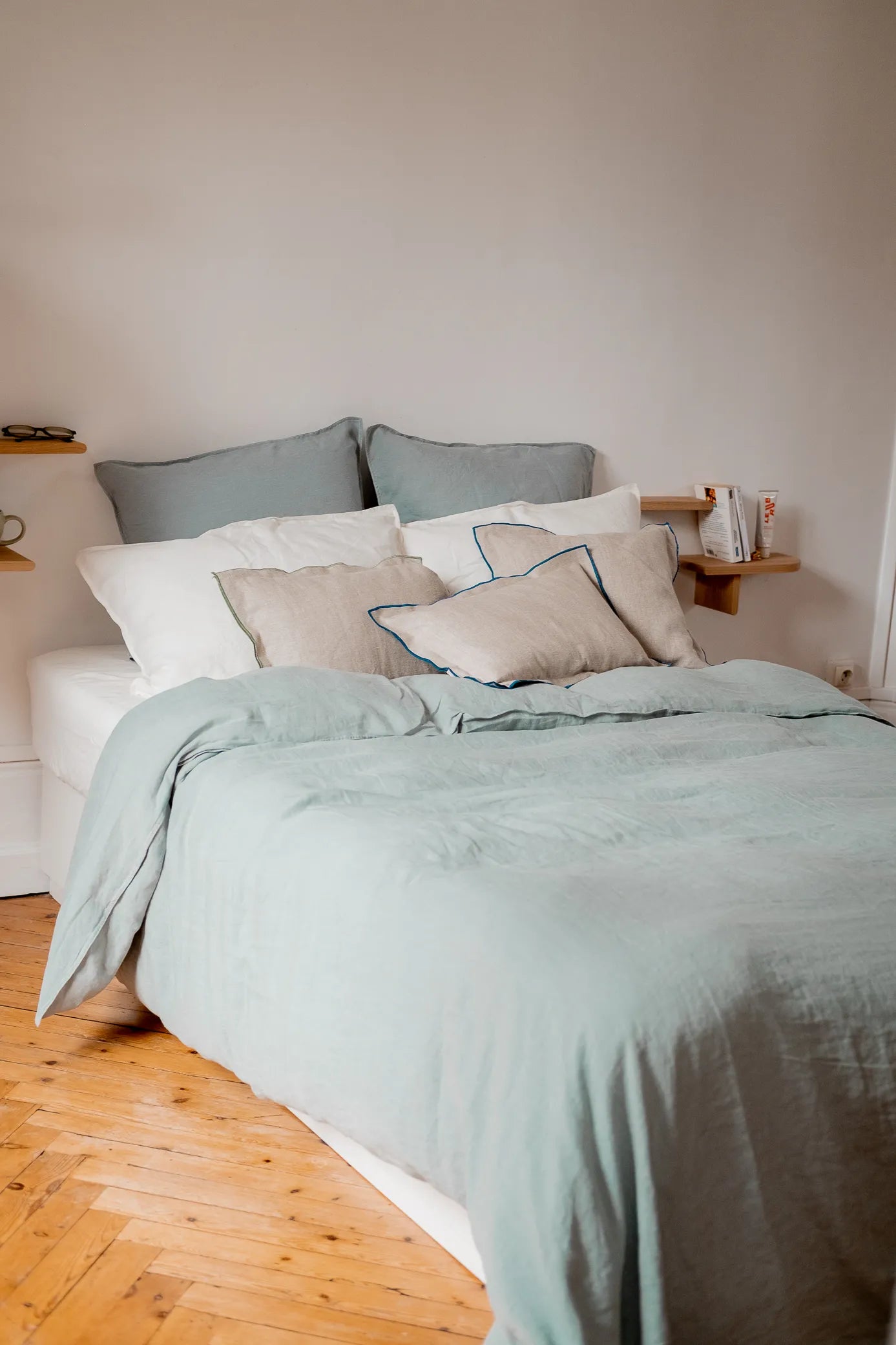 Housse de couette en lin bleu - linge de lit Made in France