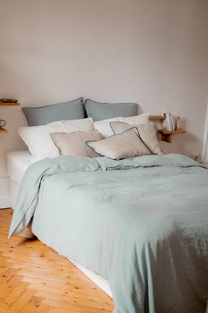 Housse de couette en lin bleu - linge de lit Made in France