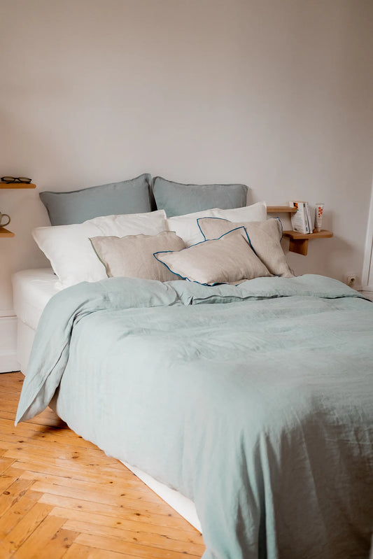 Housse de couette en lin bleu - linge de lit Made in France