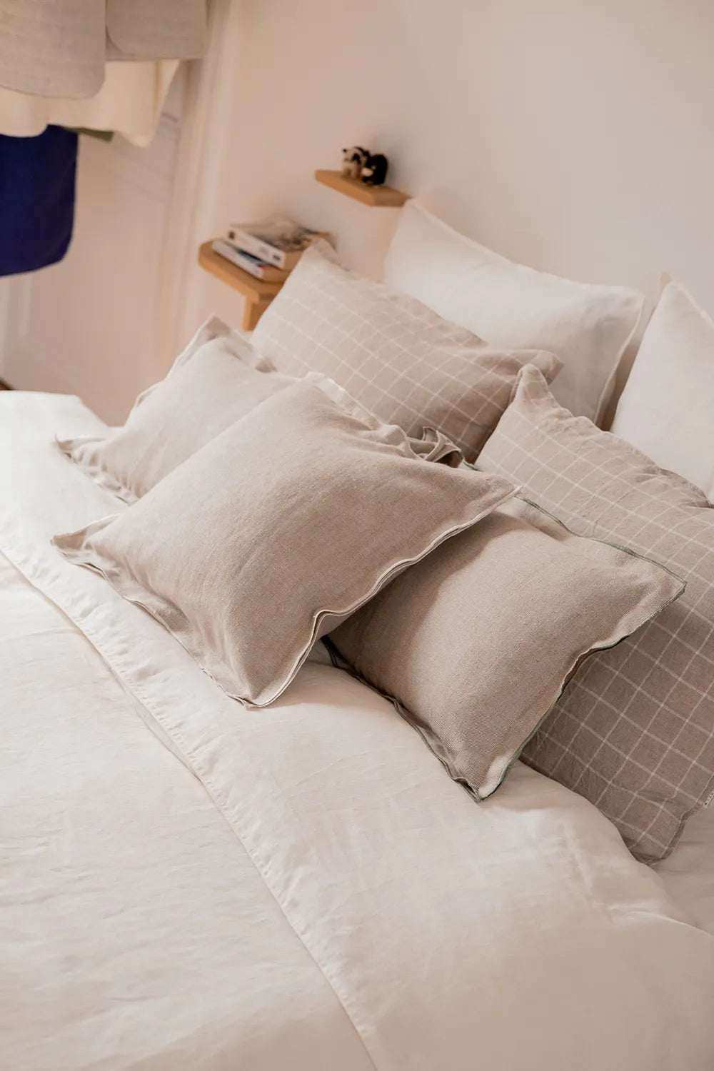 Housse de coussin beige en lin - linge de lit en lin made in france - cadeaux décoration