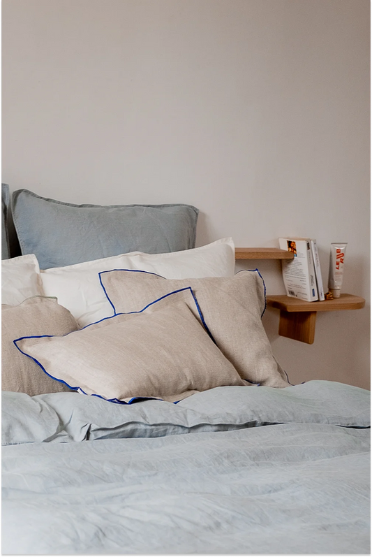 Housse de coussin beige en lin - linge de lit en lin made in france - cadeaux décoration