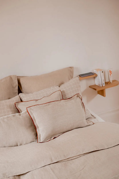 Housse de coussin beige en lin - linge de lit en lin made in france - cadeaux décoration