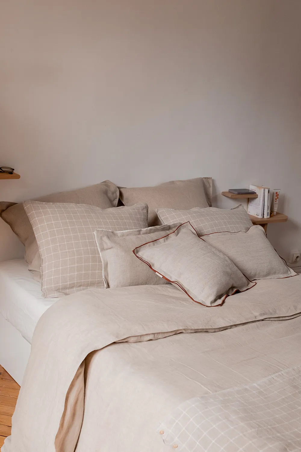 Housse de coussin beige en lin - linge de lit en lin made in france - cadeaux décoration
