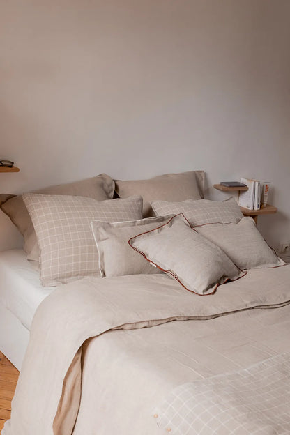 Housse de coussin beige en lin - linge de lit en lin made in france - cadeaux décoration