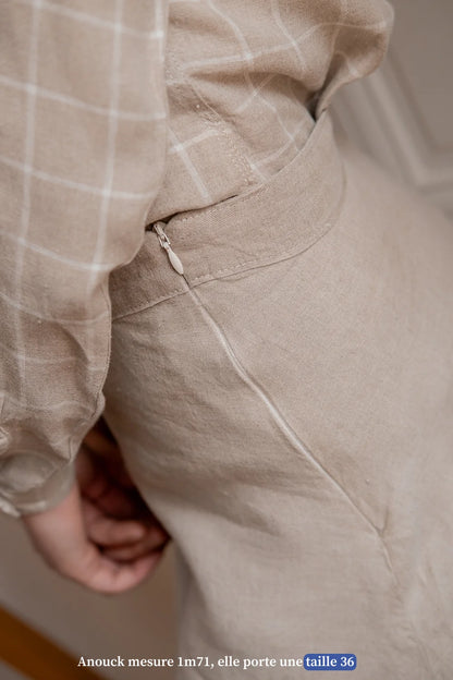 Jupe courte en lin beige - Made in France