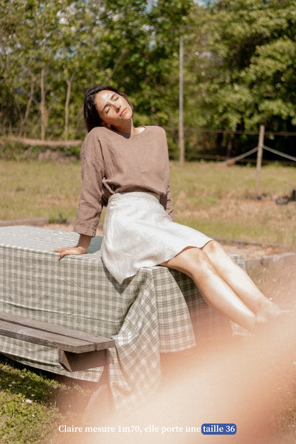 Jupe courte en lin beige - Made in France