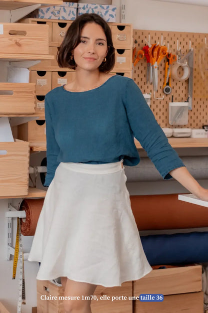 Jupe courte en lin blanche - Made in France