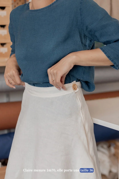 Jupe courte en lin blanche - Made in France