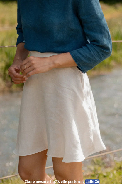 Jupe courte en lin blanche - Made in France