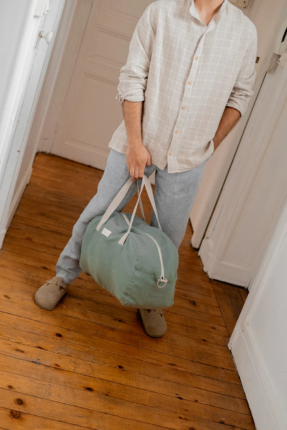 Sac week-end vert en lin - cadeaux Made in France