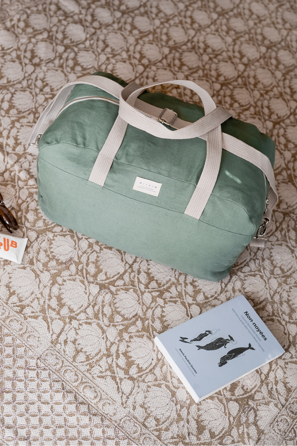 Sac weekend vert en lin Made in France