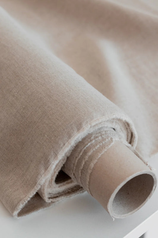 Tissu en lin fin beige - naturel - Made in France
